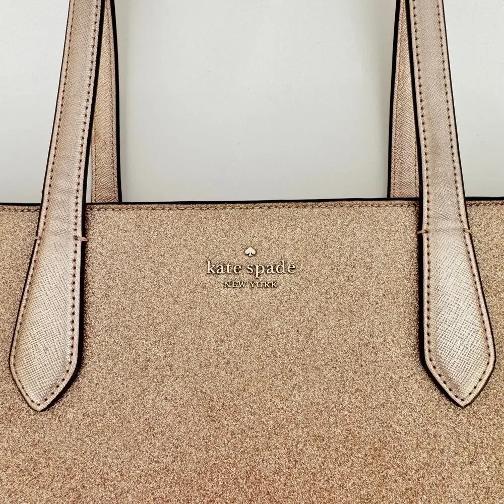 Kate Spade Tinsel Tote Bag in Rose Gold Shimmer